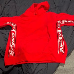 Red supreme hoodie size large
